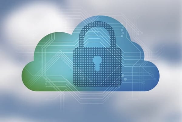 Cloud diagram with a lock in the center 